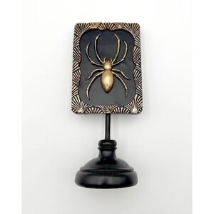 Art Deco Style Spider Decor Black Gold Wood Gothic Dark Academia 9" Orb Weaver